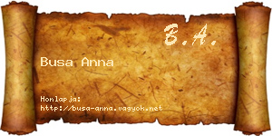 Busa Anna névjegykártya